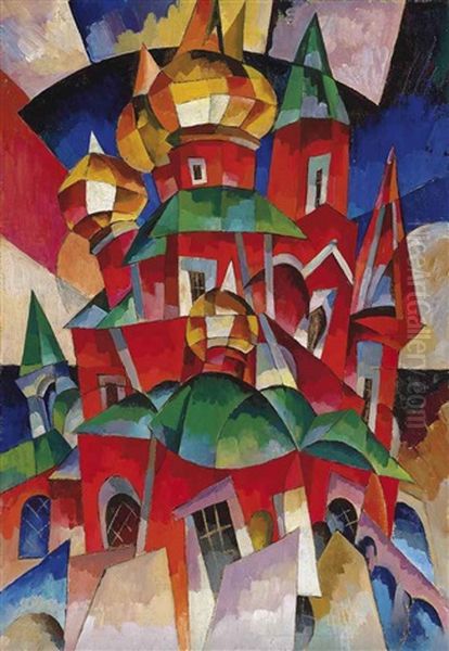 The Red Church Oil Painting by Aristarkh Vasilevich Lentulov