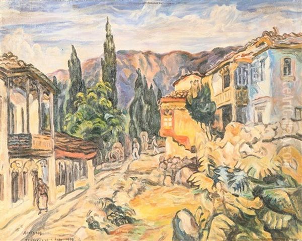 Tatarskaya Ulitsa, Yalta Oil Painting by Aristarkh Vasilevich Lentulov