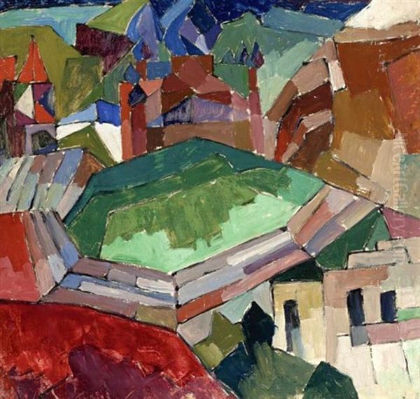 Town In Southern Russia Oil Painting by Aristarkh Vasilevich Lentulov