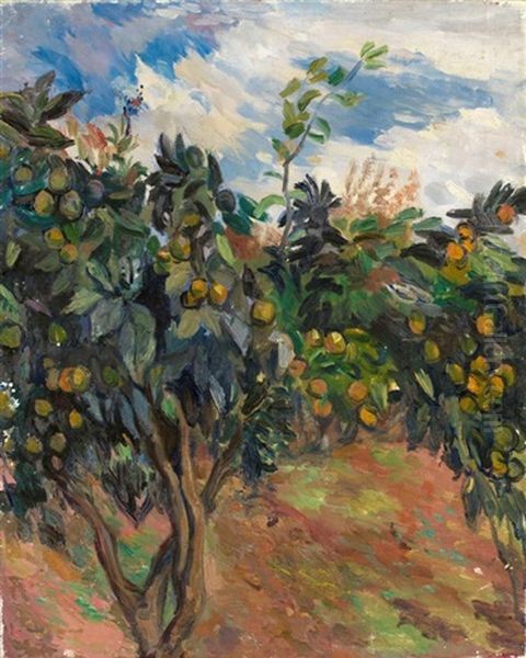 Orange Tree With Fruits Oil Painting by Aristarkh Vasilevich Lentulov