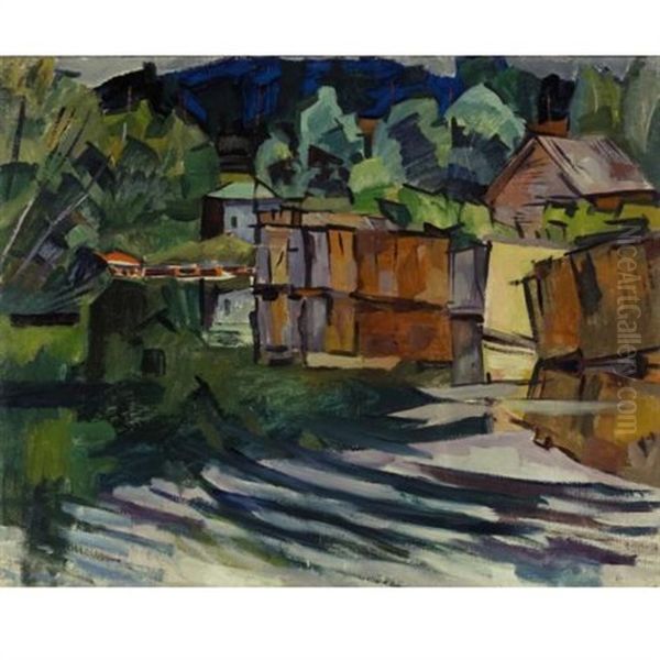 Lakeside Oil Painting by Aristarkh Vasilevich Lentulov