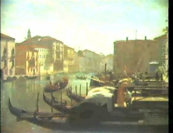 Canale Grande In Venedig. Oil Painting by Carl Libert August Lentz