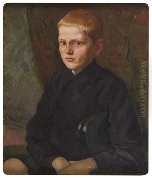 Portrait Of The Warsaw High School Student Oil Painting by Stanislaw Lentz