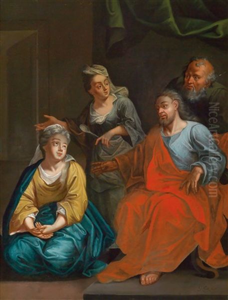 Christus Bei Maria Und Martha Oil Painting by Johann Jakob Anton von Lenz