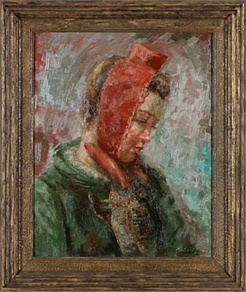 Junge Schwalmerin In Tracht Oil Painting by Karl Lenz