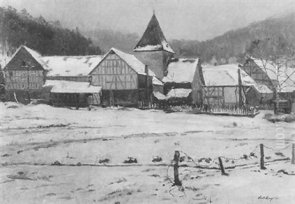 Blick Auf Das Winterliche Erdhausen Oil Painting by Karl Lenz