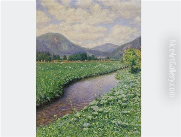 Landscape By A Stream Oil Painting by Maximilian Lenz