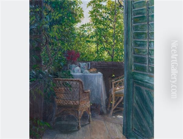 Breakfast On The Balcony Oil Painting by Maximilian Lenz