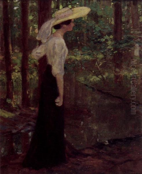 Jeune Femme Au Chapeau Jaune Oil Painting by Maximilian Lenz