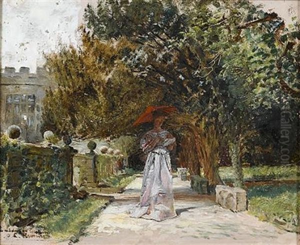 Promenade In The Park Oil Painting by Ignacio de Leon Escosura