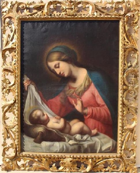 Madonna And Child Oil Painting by Achille Leonardi