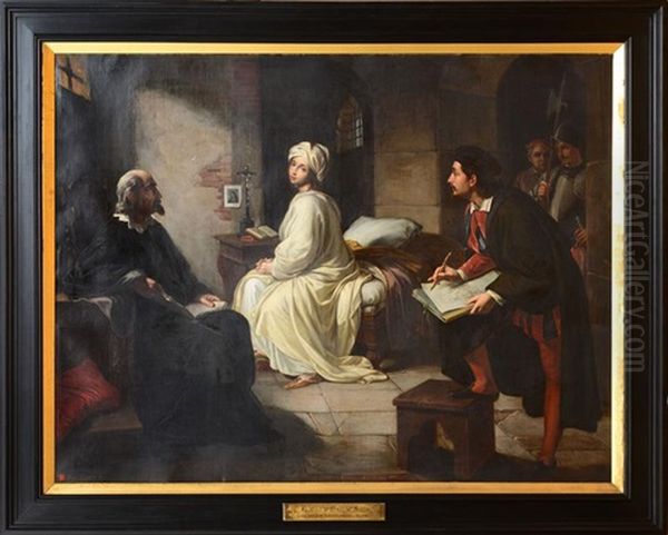 Beatrice Cenci Being Sketched By Guido Reni Oil Painting by Achille Leonardi