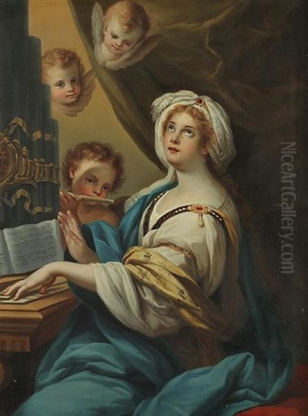 Saint Cecilia Oil Painting by Achille Leonardi