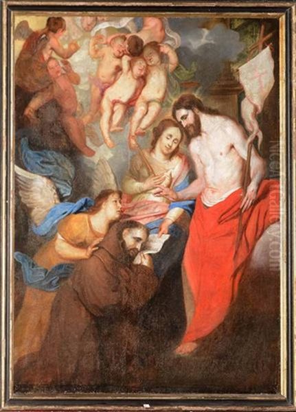 Le Christ Remettant Une Indulgence Oil Painting by Jose (Jusepe) Leonardo de Chavier