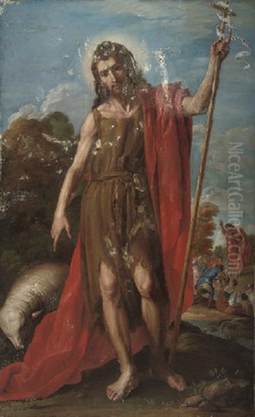 Saint John The Baptist Oil Painting by Jose (Jusepe) Leonardo de Chavier