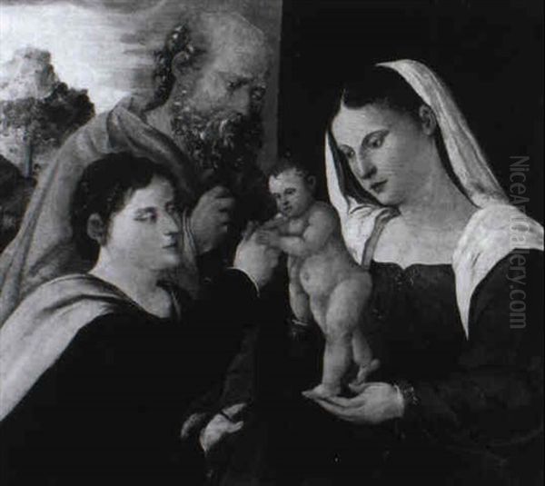 Die Mystische Vermahlung Der Heiligen Katharina Oil Painting by Lorenzo Leonbruno