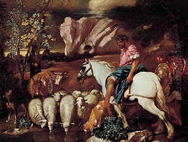 Jacob Leading The Flocks Of Laban Oil Painting by Andrea di Leone