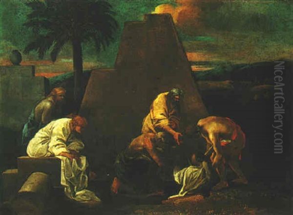 Tobit Burying The Dead Oil Painting by Andrea di Leone