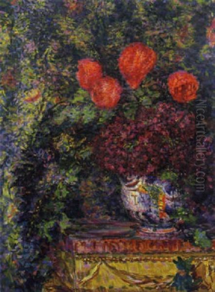 Vaso Con Fiori, 1914 Oil Painting by Enrico della (Lionne) Leonessa