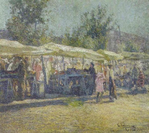 Al Mercato Oil Painting by Enrico della (Lionne) Leonessa