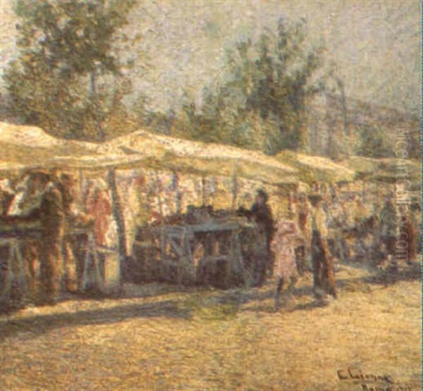 Mercato Oil Painting by Enrico della (Lionne) Leonessa