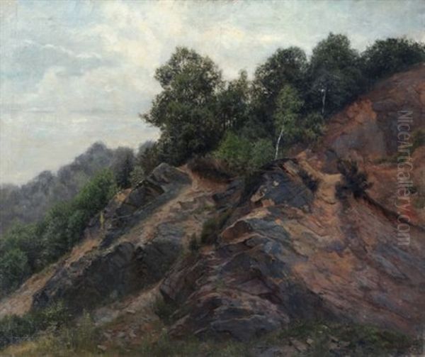 Verlassener Steinbruch (im Wachwitzer Grund Bei Dresden) Oil Painting by August Leonhardi