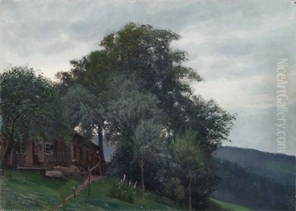 Sommerabend Oil Painting by August Leonhardi