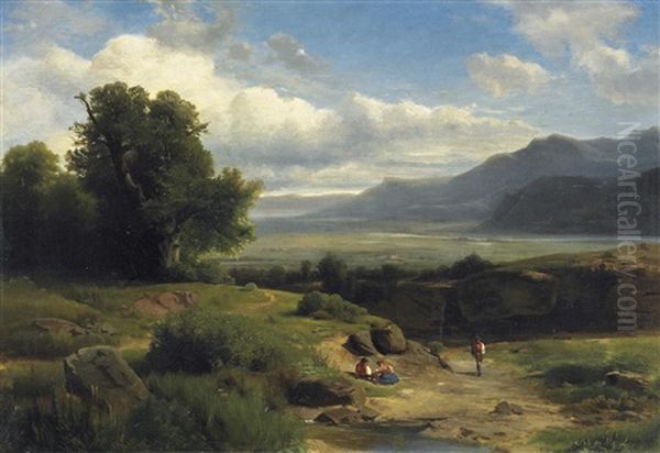 Blick In Das Weite Elbtal Oil Painting by Eduard Emil August Leonhardi