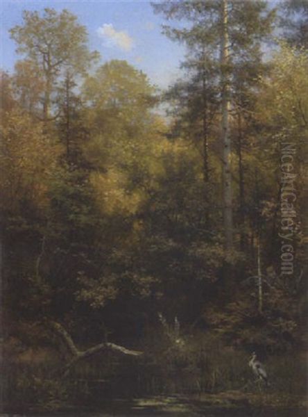 Walddickicht In Herbstlichen Farben by Eduard Emil August Leonhardi