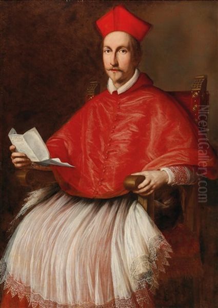 Portrait Of Cardinal Francesco Barberini Oil Painting by Ottavio Maria Leoni