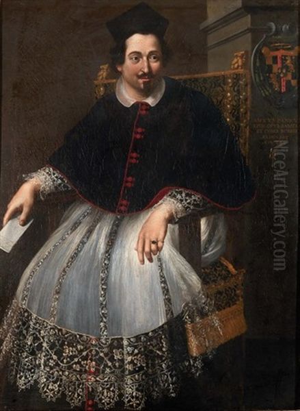 Portrait De L'eveque Amicus Panicus De Sarsina, Comte De Bobbio Oil Painting by Ottavio Maria Leoni