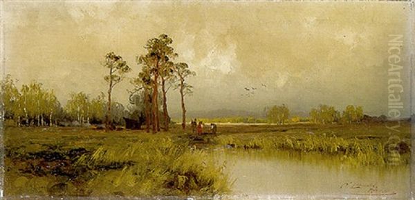 Moorlandschaft Oil Painting by Carl Leopold