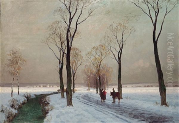 Begegnung An Einem Wintertag Oil Painting by Curt Leopold