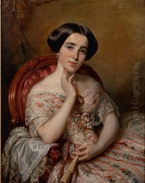 Portrait D'une Elegante Oil Painting by Francois Gabriel Guillaume Lepaulle