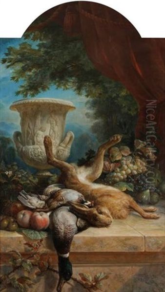 Nature Morte Au Trophee De Chasse Et Grappe De Raisins Oil Painting by Francois Gabriel Guillaume Lepaulle