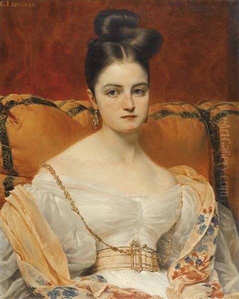 Portrait D'henriette Grevedon Oil Painting by Francois Gabriel Guillaume Lepaulle