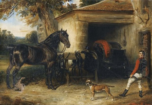 Le Garcon D'ecurie Sortant Une Voiture Oil Painting by Francois Gabriel Guillaume Lepaulle