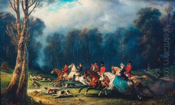 Une Chasse Au Cerf Oil Painting by Francois Gabriel Guillaume Lepaulle