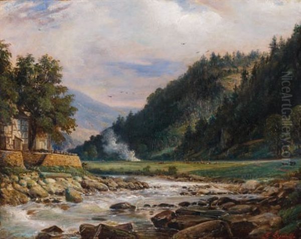 Le Torrent Dans La Vallee Oil Painting by Francois Gabriel Guillaume Lepaulle