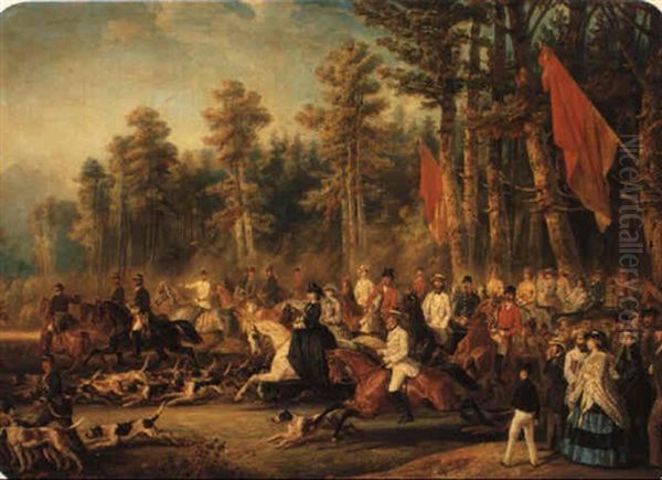 Chasse A Courre A Baden-baden, Dans La Foret De Sandweier by Francois Gabriel Guillaume Lepaulle