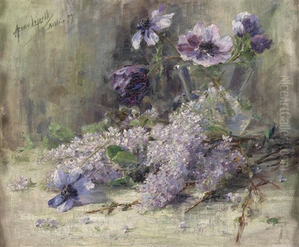 Anemonen Und Flieder Oil Painting by Angelica von Lepell