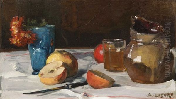 Nature Morte Aux Pommes Oil Painting by Auguste Louis Lepere