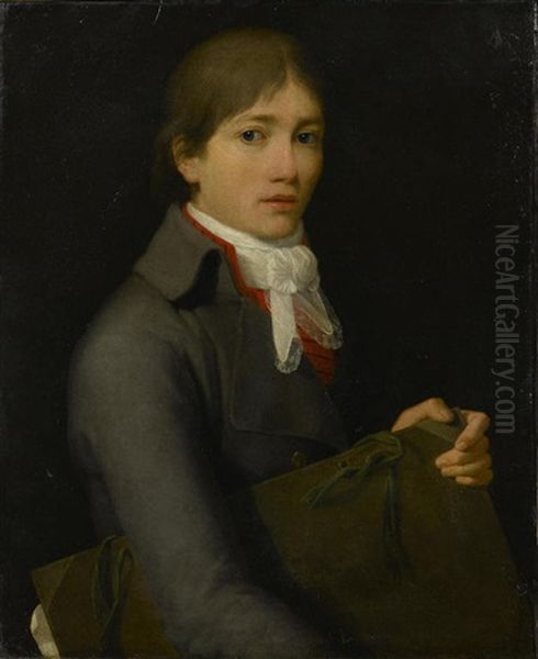 A Portrait Of An Artist, Half-length, Holding A Portfolio Oil Painting by Nicolas Bernard Lepicie