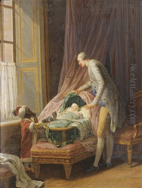 Louis-philippe, Duc De Valois, Au Berceau Oil Painting by Nicolas Bernard Lepicie