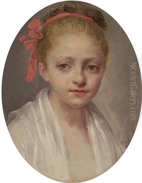 Portrait Of A Girl, In A White Chemise Oil Painting by Nicolas Bernard Lepicie