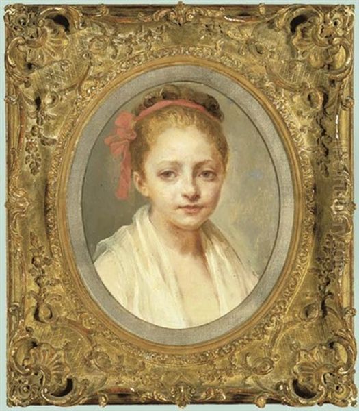 Portrait Of A Girl, Bust-length, In A White Chemise Oil Painting by Nicolas Bernard Lepicie