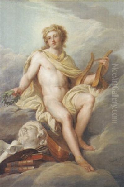 Louis Xv (?) Sous La Figure D'apollon En Protecteur Des Arts Oil Painting by Nicolas Bernard Lepicie