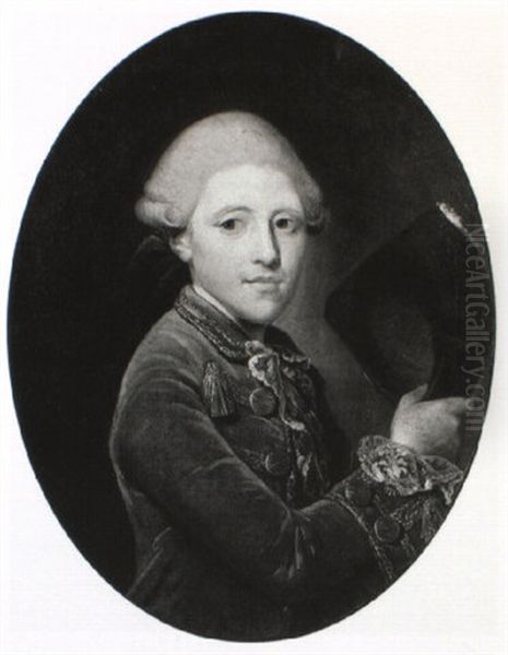 Portrait Of A Young Man (the Marquis D'hautpool?) Holding A Tricorn Hat Oil Painting by Nicolas Bernard Lepicie