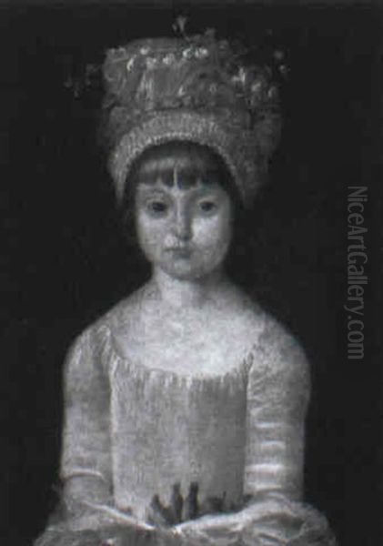 Head Of A Young Girl Wearing A Linen Bonnet Oil Painting by Nicolas Bernard Lepicie