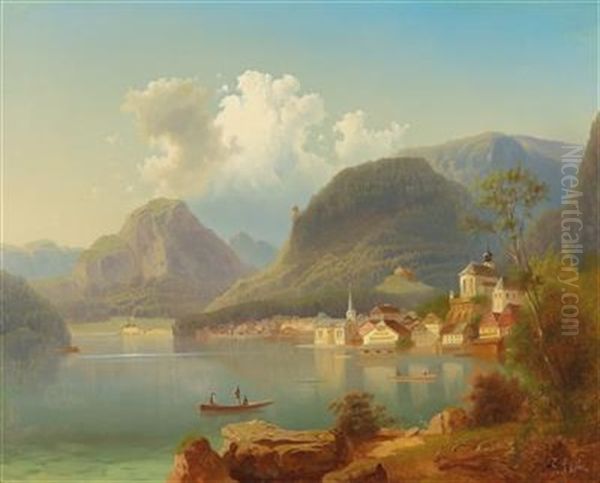 View Of Hallstatt Oil Painting by Ferdinand Lepie